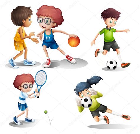 Kids Engaging In Different Sports — Stock Vector © Interactimages 25509119