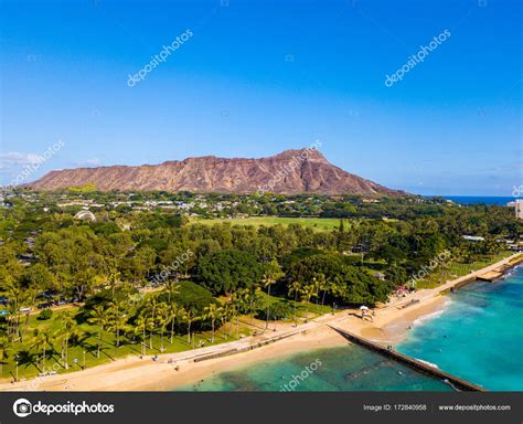 Honolulu Hawaii Aerial Skyline View Honolulu Diamond Head Volcano
