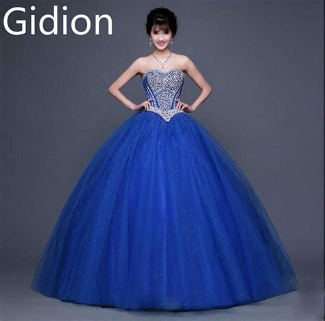 2017 Free Shipping Royal Blue Ball Gown Heavily Beading Prom Dress Strapless Sweetheart Neck