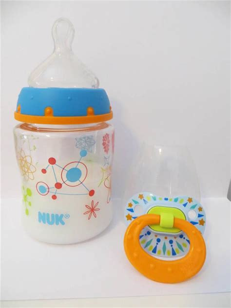 Reborn Baby Doll Bottle Set 5oz Fake Milk Blue Geometric Coordinating