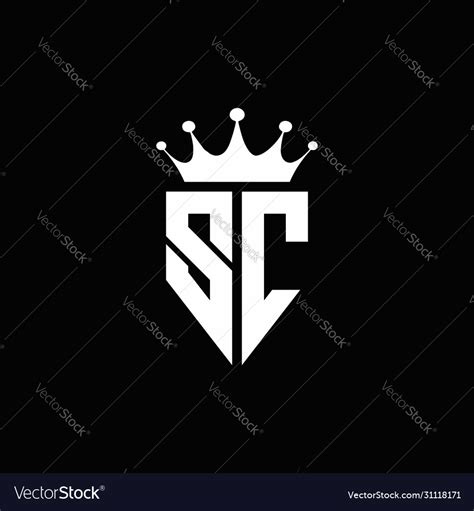 Sc Logo Monogram Emblem Style With Crown Shape Vector Image