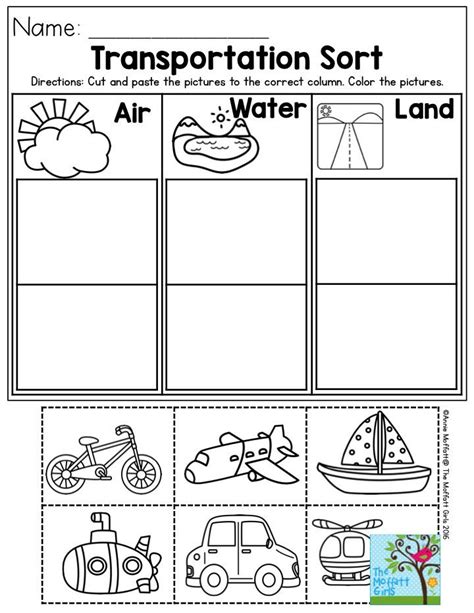 Transportation Sort Air Water Or Land Perfect For Preschool