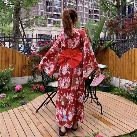 Sexy Geisha Kimono For Women Japanese Fashion Loose Silk Yukata Dress