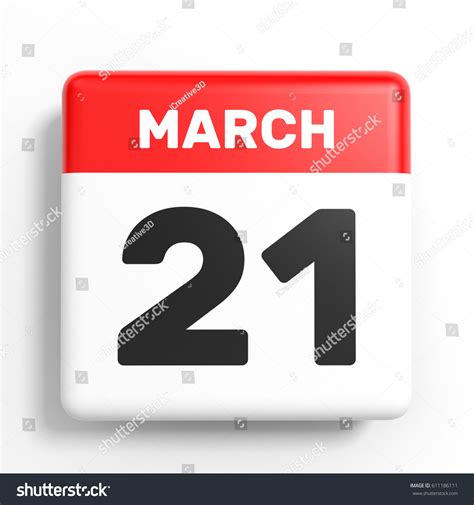 March 21 Calendar On White Background Stock Illustration 611186111