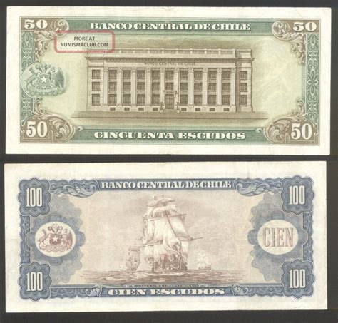 Chile Banknote 2 Items 50 And 100 Escudos 1967 P 140 A And 141 A