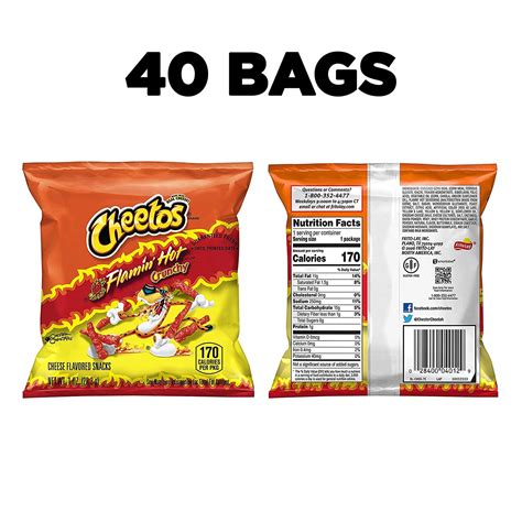 Cheetos Crunchy Flamin Hot Cheese Flavored Snacks 40 Count Pack Of 1