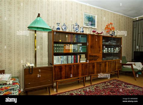 Vintage Soviet Room Interior Typical Flat In Moscow Russia Stock