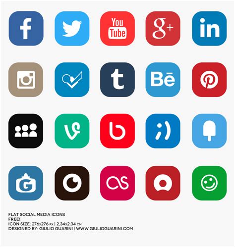 Flat Social Media Icons Png Transparent Background Vector Social