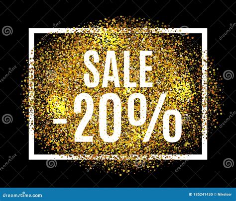 Gold Glitter Background Sale 20 Percent Off Sale Promotion Tag New