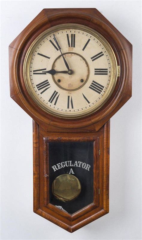 Late 19th Century Walnut Ansonia Regulator Wall Clock Clocks Wall Horology Clocks And Watches