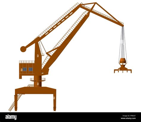 Vector Illustration Of Orange Crane Isolated Side View Stock Vector