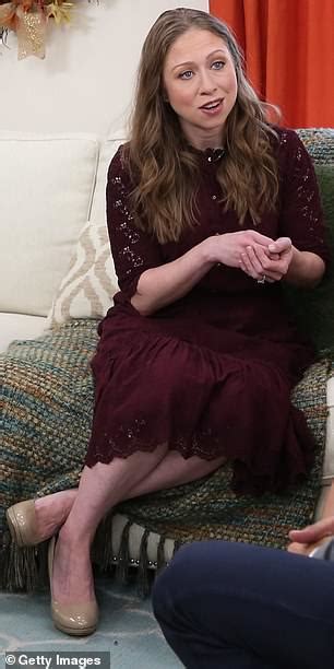 Chelsea Clinton Pairs Her Nude Pumps With Burgundy Dress On Tv Daily