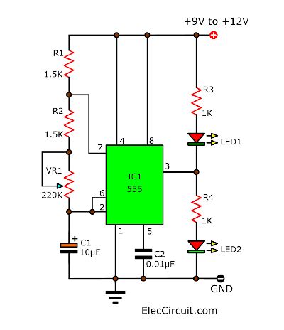 How To Build An LED Flasher Circuit With A 555 Timer Chip 60 OFF