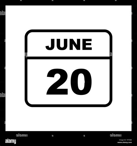 June 20th Date On A Single Day Calendar Stock Photo Alamy