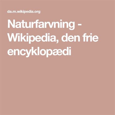 Naturfarvning Wikipedia den frie encyklopædi