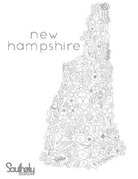 Floral States Coloring Page: New Hampshire by Southerly Design | TpT