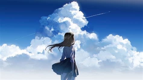 2048x1152 Anime School Girl Watching Clear Sky Wallpaper2048x1152