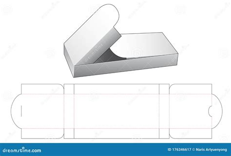 Middle Opening Triangular Box Die Cut Template Cartoon Vector
