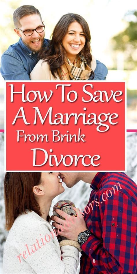 A Man And Woman Kissing In Front Of A Red Sign That Says How To Save A Marriage From Brink Divore