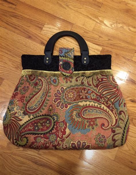 Hand Made Carpet Bag Made From Leftover Upholstery Fabric Carpet Bag
