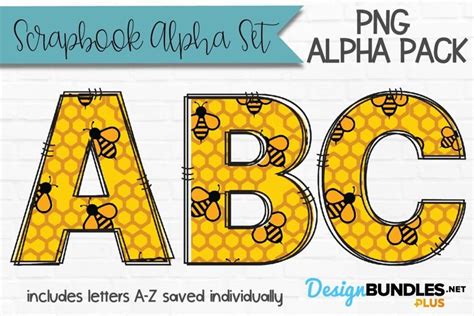 Honey Bee Doodle Letters Scrapbook Alpha Set
