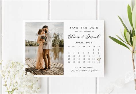 Calendar Save The Date Fully Editable Template With Photo Etsy
