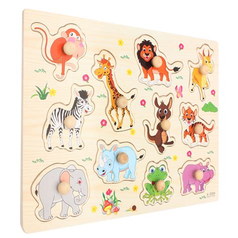 New Zoo Animals Wooden Jigsaw Children Kids Baby Learning Educational