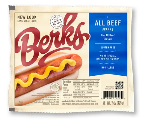 Berks Hot Dogs Variety Pack 1 All Beef Beef Pork Organic All Beef