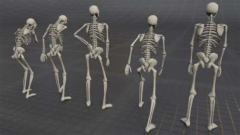 Artstation Skeleton Poses Pack Low Poly 3d Model Game Assets