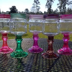 Mason Jar Wine Glass Colored Glass Shimmer Colors One Etsy