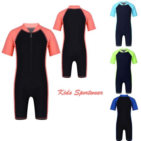 Buy Kids Boys Short Sleeves Zippered Rash Guard Swimsuit Surf Swim