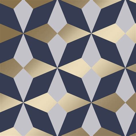Fine Decor Nova Geometric Wallpaper Navy Gold Wallpaper