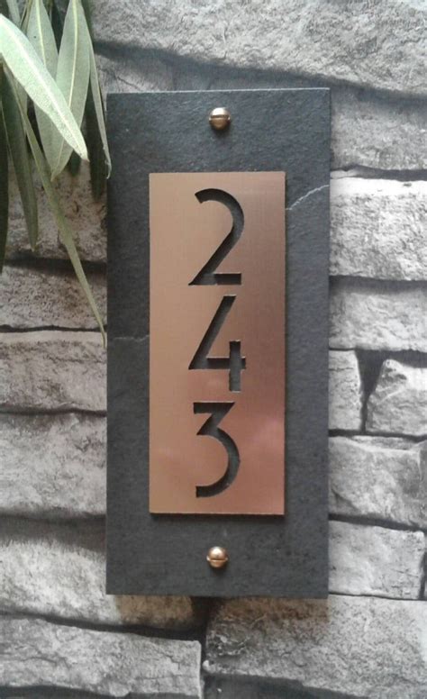 Modern Craftsman House Numbers Copper Vertical Address Plaque Etsy 5