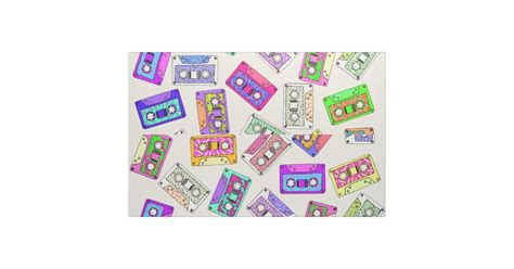 Retro 80 S 90 S Neon Patterned Cassette Tapes Fabric Zazzle