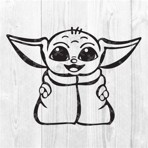 Baby Yoda Cartoon Drawing Black And White Images Slike