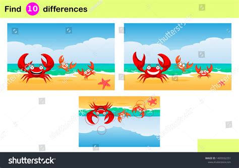 Find 10 Differences Red Crabs Crabs On A Beach Royalty Free Stock