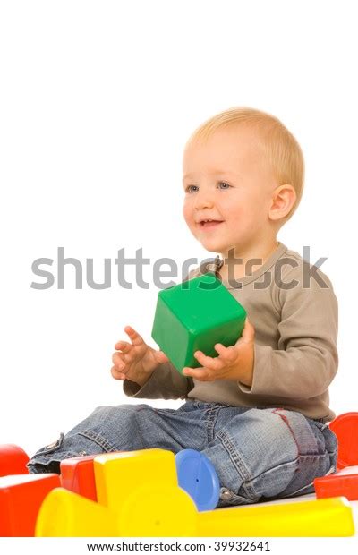 Little Boy Play Bricks Isolated On Stock Photo 39932641 Shutterstock
