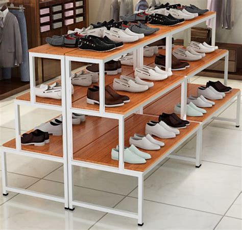 3 Layer Retail Shoe Display Showcase Table Boutique Store Fixtures