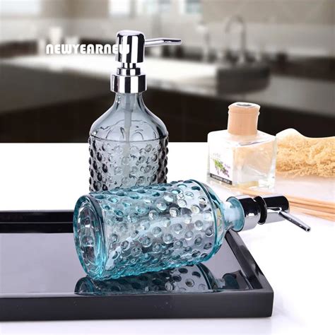 Newyearne 300ml Latex Bottle Glass Hand Washing Liquid Bottle Hotel Soap Dispenser Emulsion