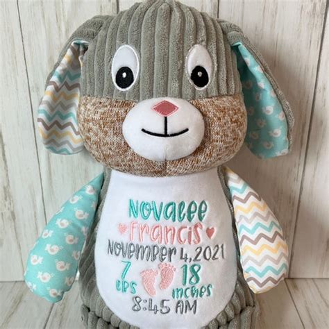 Personalized Stuffed Animal Personalized Bunny Birth Stat Etsy