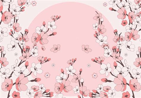 Cherry Blossoms Illustrations With Circle Shape Frames Can You Make