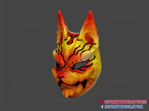 Japanese Kitsune Tailed Demon Fox Cosplay Mask 3d Model 3d Printable