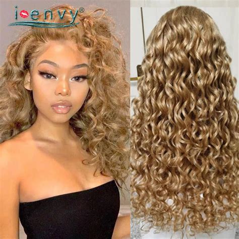 Honey Blonde Lace Front Wig Loose Deep Human Hair Wigs Short Curly Lace Frontal Wig Pre