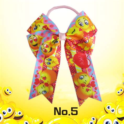50 Blessing Happy Girl Hair Accessories Smiling Face Long Tail 45 Cheer Leader Bow Elastic