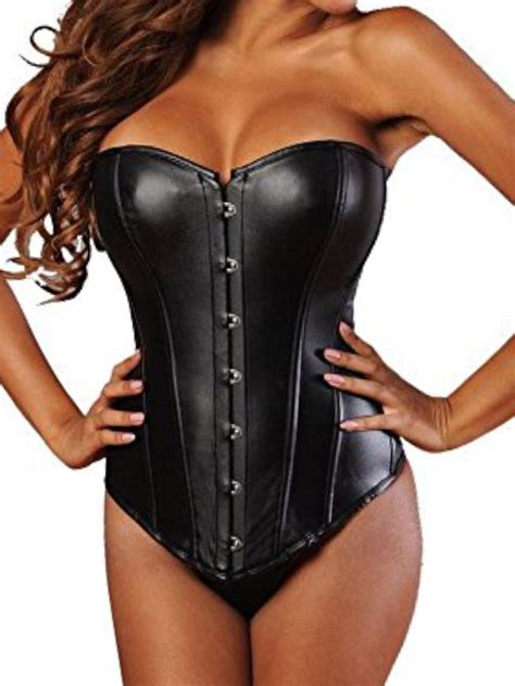 sayfut fashion women s faux leather steampunk corset bustier lingerie waist training corset body