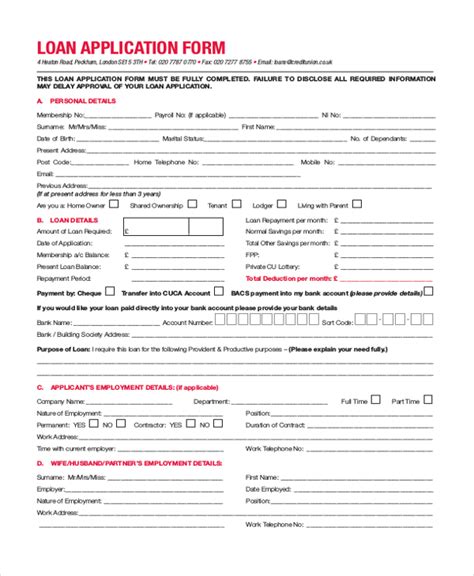 Loan Application Form Free Fillable Printable Forms Free Online