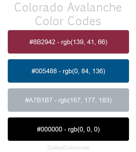 Colorado Avalanche Colors Hex And Rgb Color Codes