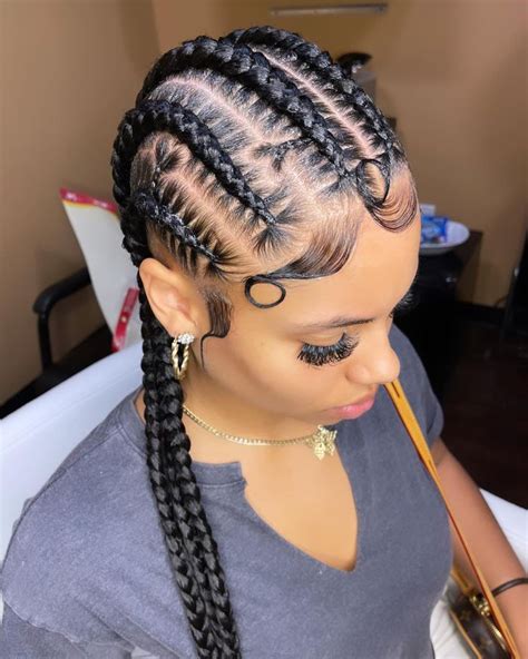 Five Cornrows With Feed Ins Girls Natural Hairstyles Casual Hairstyles Different Hairstyles