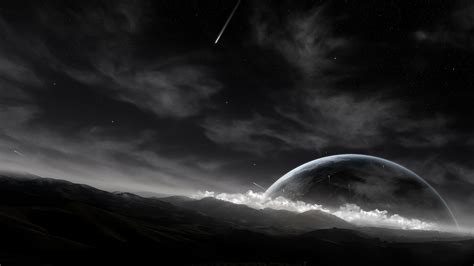 Grayscale Photo Of Sky Wallpaper Sky Planet Comet Space Hd
