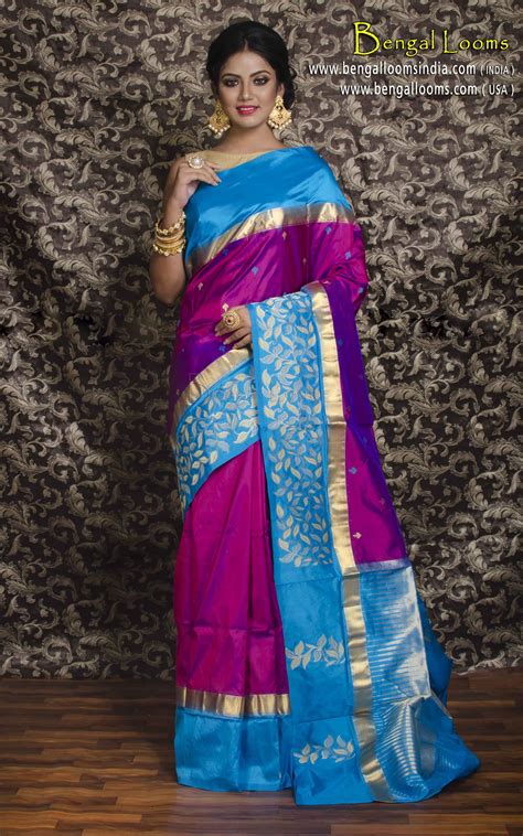 Pure Kanjivaram Silk Saree In Purple And Blue With Mina Border Saree